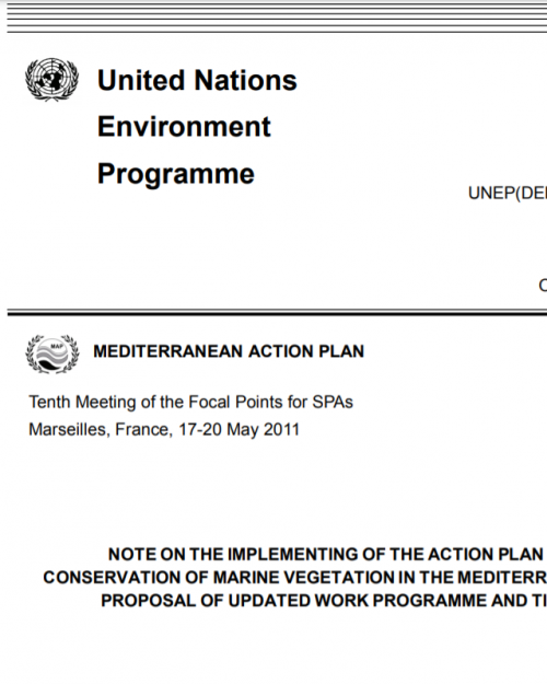 NOTE ON THE IMPLEMENTING OF THE ACTION PLAN FOR THE CONSERVATION OF MARINE VEGETATION IN THE MEDITERRANEAN SEA AND PROPOSAL OF UPDATED WORK PROGRAMME AND TIMETABLE NOTE ON THE IMPLEMENTING OF THE ACTION PLAN FOR THE CONSERVATION OF MARINE VEGETATION IN THE MEDITERRANEAN SEA AND PROPOSAL OF UPDATED WORK PROGRAMME AND TIMETABLE