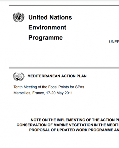 NOTE SUR LA MISE EN ŒUVRE DU PLAN D'ACTION POUR CONSERVATION DE LA VÉGÉTATION MARINE EN MER MÉDITERRANÉE ET PROPOSITION DE PROGRAMME DE TRAVAIL ET CALENDRIER MIS À JOUR NOTE SUR LA MISE EN ŒUVRE DU PLAN D'ACTION POUR CONSERVATION DE LA VÉGÉTATION MARINE EN MER MÉDITERRANÉE ET PROPOSITION DE PROGRAMME DE TRAVAIL ET CALENDRIER MIS À JOUR
